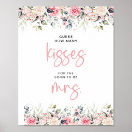 Hur många Kisses  Blommigt Möhippa-tecken Poster