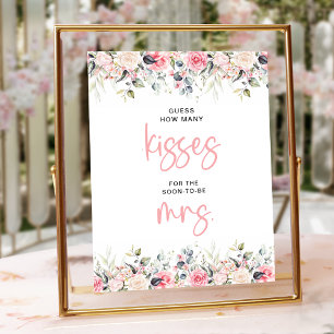 Hur många Kisses Blommigt Möhippa-tecken Poster