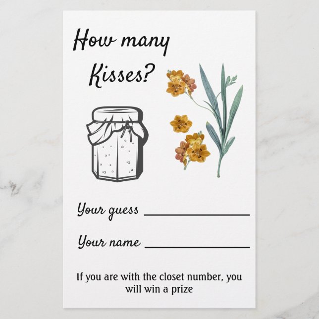 Hur många Kisses? Blommor - SpelFlyer Flygblad (Framsidan)