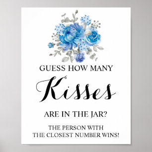 Hur många Kisses Blueflower Möhippa-speltecken Poster