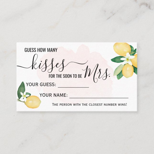 Hur många Kisses för att hon ska bli mrs Game Card Placeringskort (Framsida)