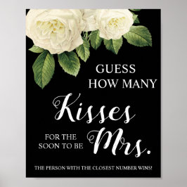 Hur många Kisses för mrs Möhippa Game Sign Poster