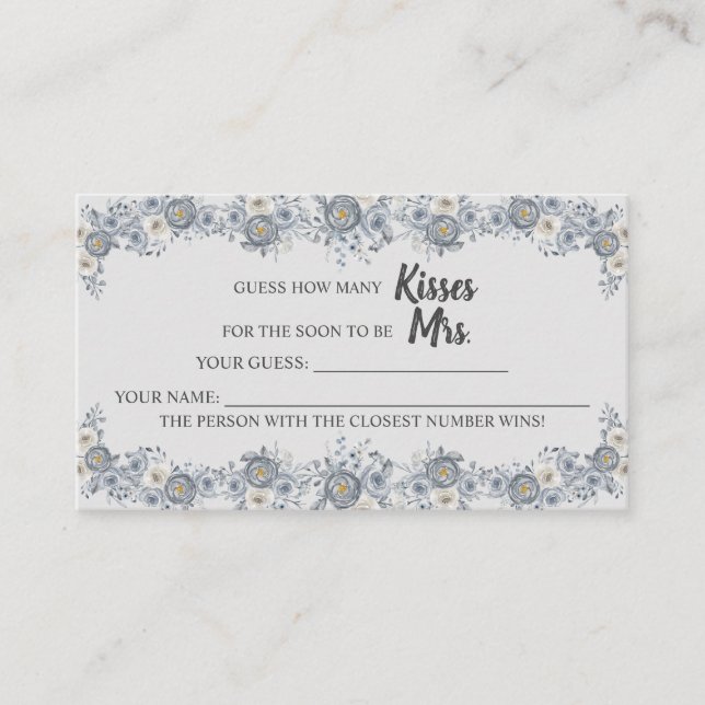 Hur många Kisses för mrs Shower Grått Game Card Placeringskort (Framsida)
