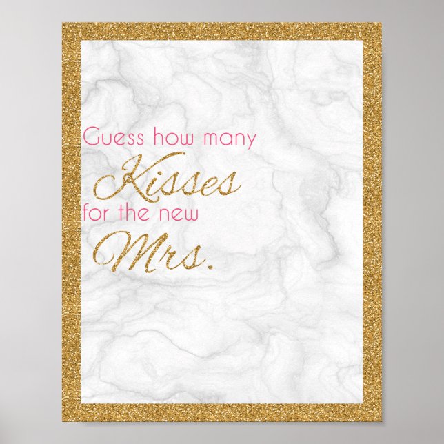 Hur många Kisses Marble och Guld Möhippa Game Poster (Framsidan)