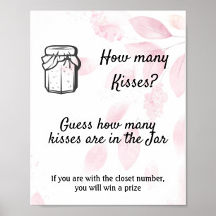 Hur många Kisses? - Rosa Watercolor Poster