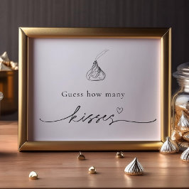 Hur många kisses Shower Guessing Game Sign Poster