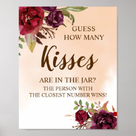 Hur många Kisses | Spelsignatur för Burgundy Möhip Poster