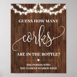 Hur många korkar Western Bridal Shower spelskylt Poster