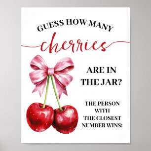 Hur många körsbär i burken Baby Shower Game Sign Poster