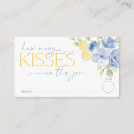 Hur många kyssar Blue Lemon Bridal Shower Tilläggskort