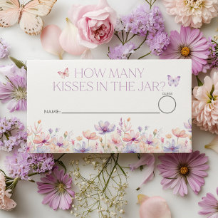 Hur många kyssar Floral Butterfly Bröllopsdusch  Tilläggskort