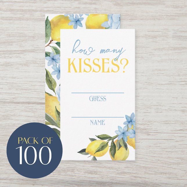 Hur Många Kyssar Gissa Kort för Bröllopsfesten Spe (Main Squeeze Lemon Bridal Shower How Many Kisses for The Mrs. Guess Cards. Packs of 100)