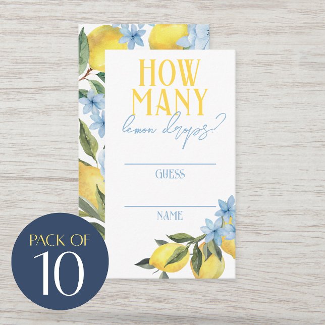 Hur många lejondroppkort från Party Game gissar Tilläggskort (How Many Lemon Drops Game Guess Cards. For Main Squeeze bridal shower or a Little Lemon baby shower)