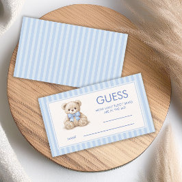 Hur Många Nallebjörnar Blå Ränder Baby Shower Spel Visitkort