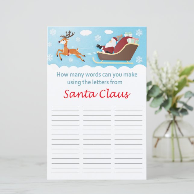 Hur många ord kan du göra från Sanda Claus? (Stående Fram)