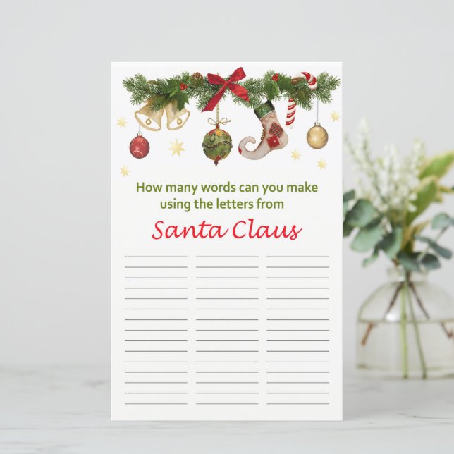 Hur många ord kan du göra från Sanda Claus? (Stående Fram)