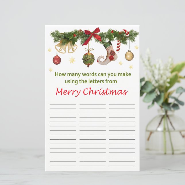 Hur många ord kan du skapa från God Jul (Stående Fram)