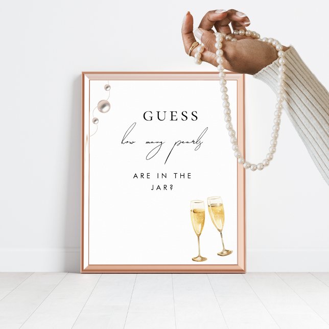 Hur många Pearls Champagne-Möhippans spelskylt Poster (Skapare uppladdad)