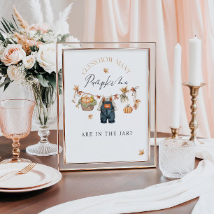 Hur många Pumpkin i Burk Rustic Baby Shower Poster