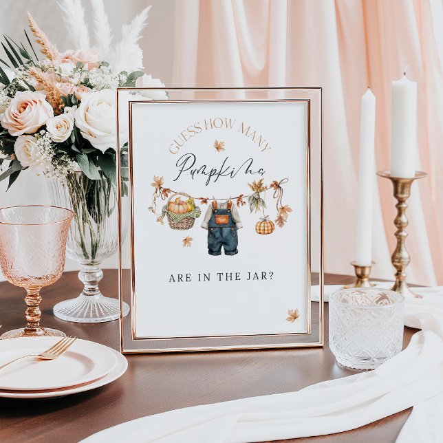 Hur många Pumpkin i Burk Rustic Baby Shower Poster (Skapare uppladdad)
