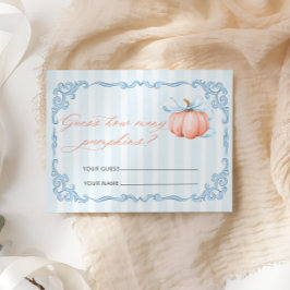 Hur många Pumpkins Blue Bow Baby Shower Tilläggskort