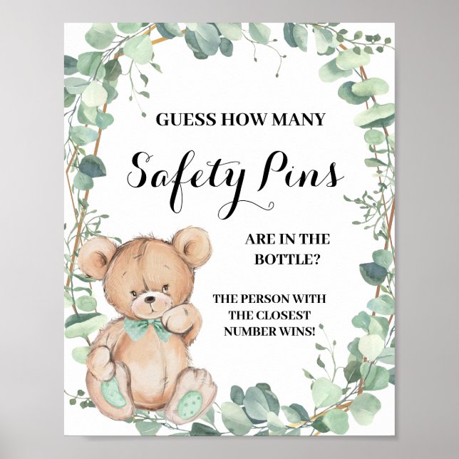 Hur många säkerhetspapper bär grey Baby Shower-spe Poster (Framsidan)