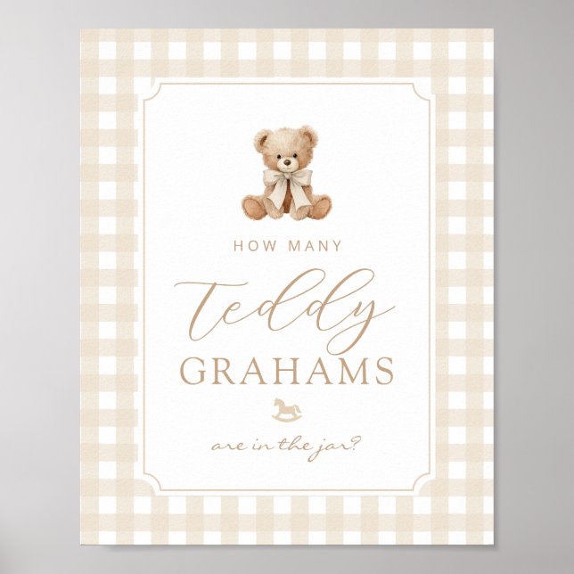 Hur många teddy grahams Könsneutral Gingham Poster (Framsidan)