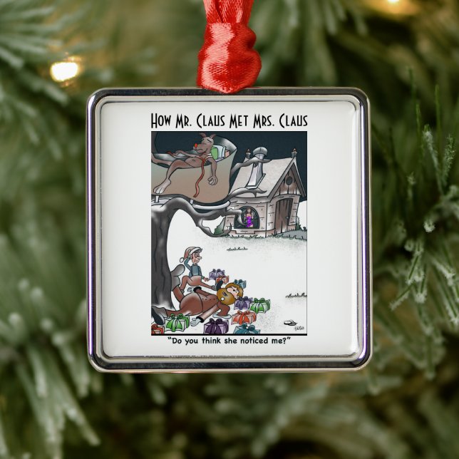 Hur Mr. & Claus Met Ceramic Square Ornament (Träd)