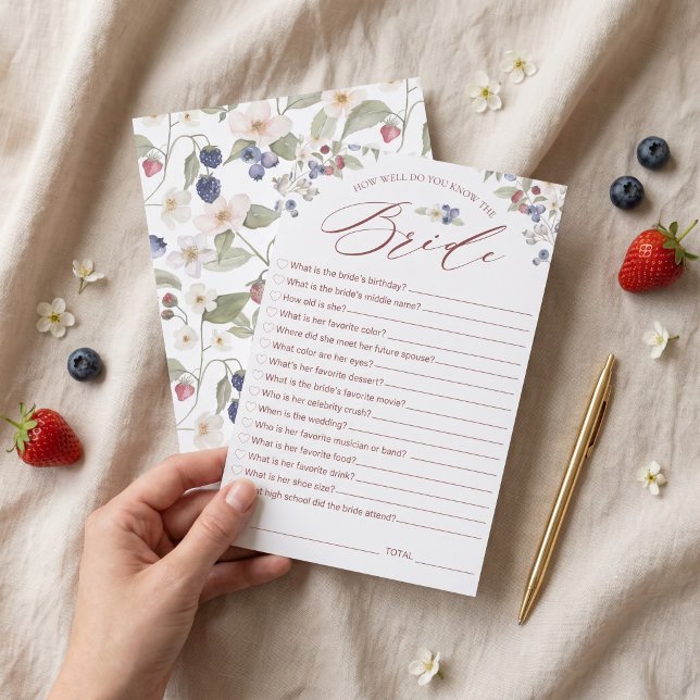 Hur Mycket Känner Du Bruden Bröllopsfest Spelkort (How Well Do You Know Bride Bridal Shower Game Card)