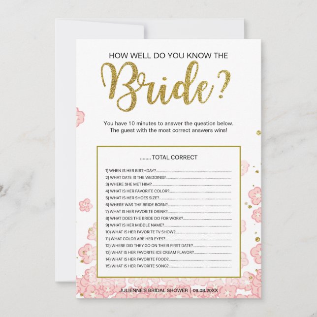 Hur Mycket Känner Du Bruden | Rosa Guld (Framsida)