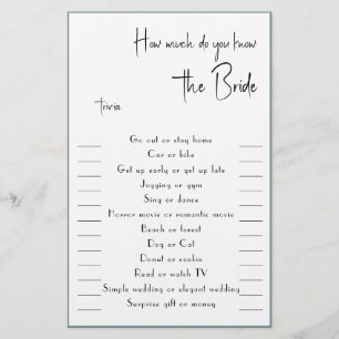 Hur mycket känner du till Bride Trivia Flyer? Flygblad