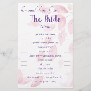 Hur mycket känner du till Bride Trivia-kortet? Flygblad