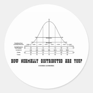 Hur normalt utdelad är du? (Statistik-humor) Runt Klistermärke
