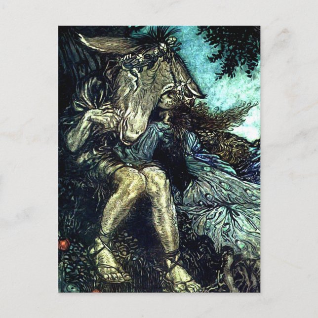 “Hur nu ande?” Sagokonst av Arthur Rackham Vykort (Framsida)