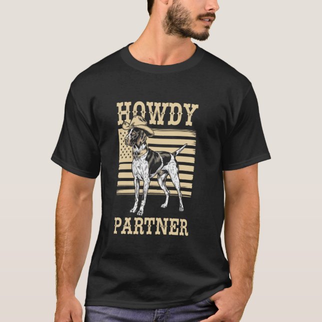 Hur Partner Cowboy Hund Engelsk Pointer T Shirt (Framsida)