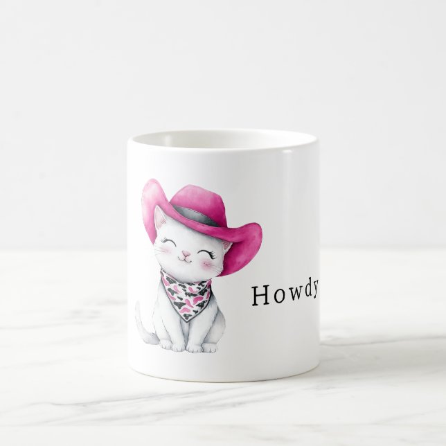 Hur Pink Cowgirl Katt med en Hatt Kaffemugg (Center)