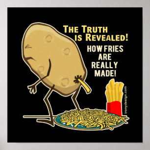 Hur pommes frites verkligen görs Humor Svart Poster