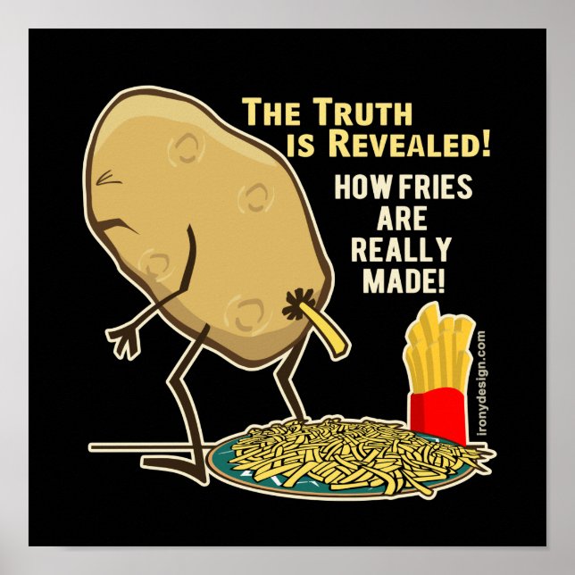 Hur pommes frites verkligen görs Humor Svart Poster (Framsidan)