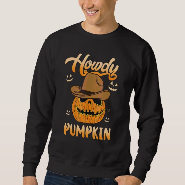 Hur Pumpkin Rodeo Western Country Höst Södra  Lång Ärmad Tröja (Framsida)