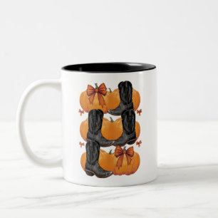 Hur Pumpkin Western Fall Coquette Båge Cowgirl Två-Tonad Mugg