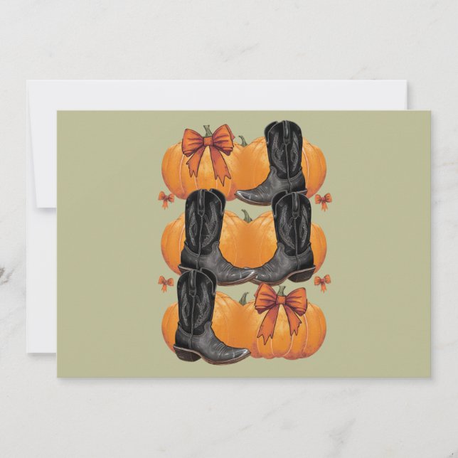 Hur Pumpkin Western Fall Coquette Bow Cowgirl Inbjudningar (Framsida)