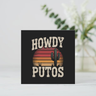 Hur Putos Rollig Kaktus Retro Vintage Inbjudningar
