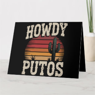 Hur Putos Rollig Kaktus Retro Vintage Tack Kort