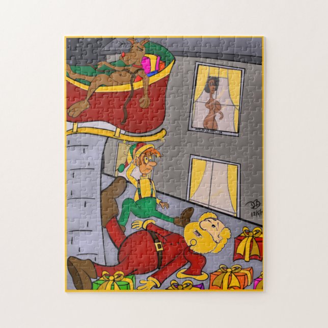 Hur Santa Met Mrs Santa Jigszle Puzzle Pussel (Vertikal)