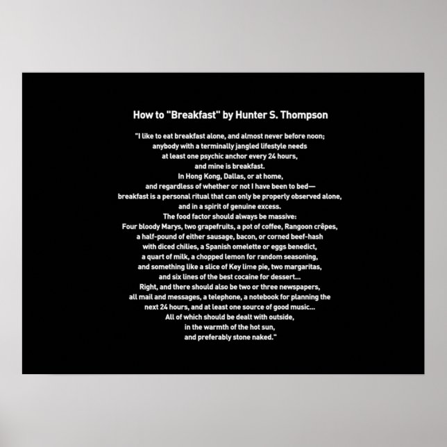 Hur ska du Breakfast av Hunter S Thompson? Poster (Framsidan)