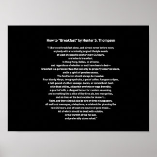 Hur ska du Breakfast av Hunter S Thompson? Poster