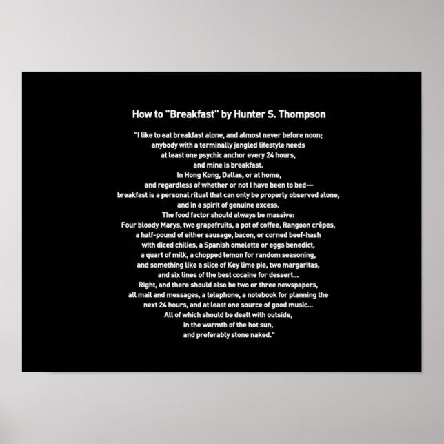 Hur ska du Breakfast av Hunter S Thompson? Poster (Framsidan)