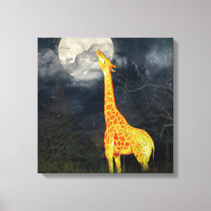 Hur smakar måne? Giraffe & Måne Arbetsyta Canvastryck