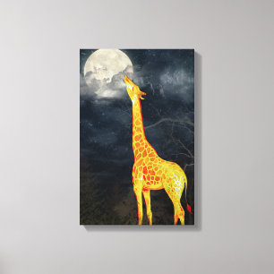 Hur smakar måne? Giraffe & Måne Arbetsyta Canvastryck