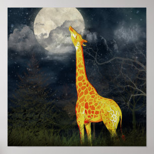 Hur smakar måne? Giraffe och Måne Poster